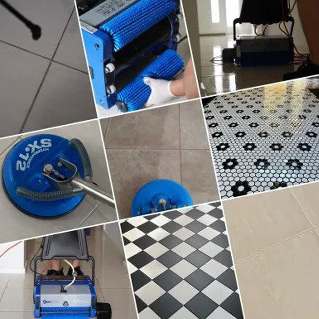 Tile cleaning Floor tiles being cleaned with our tile cleaning machine.